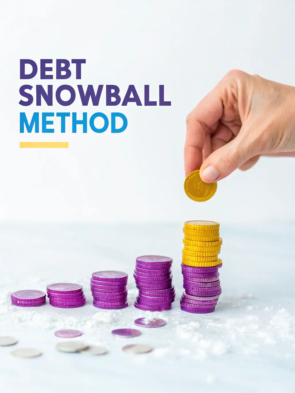 A visual representation of debt snowball method, showing smaller debts being paid off first.